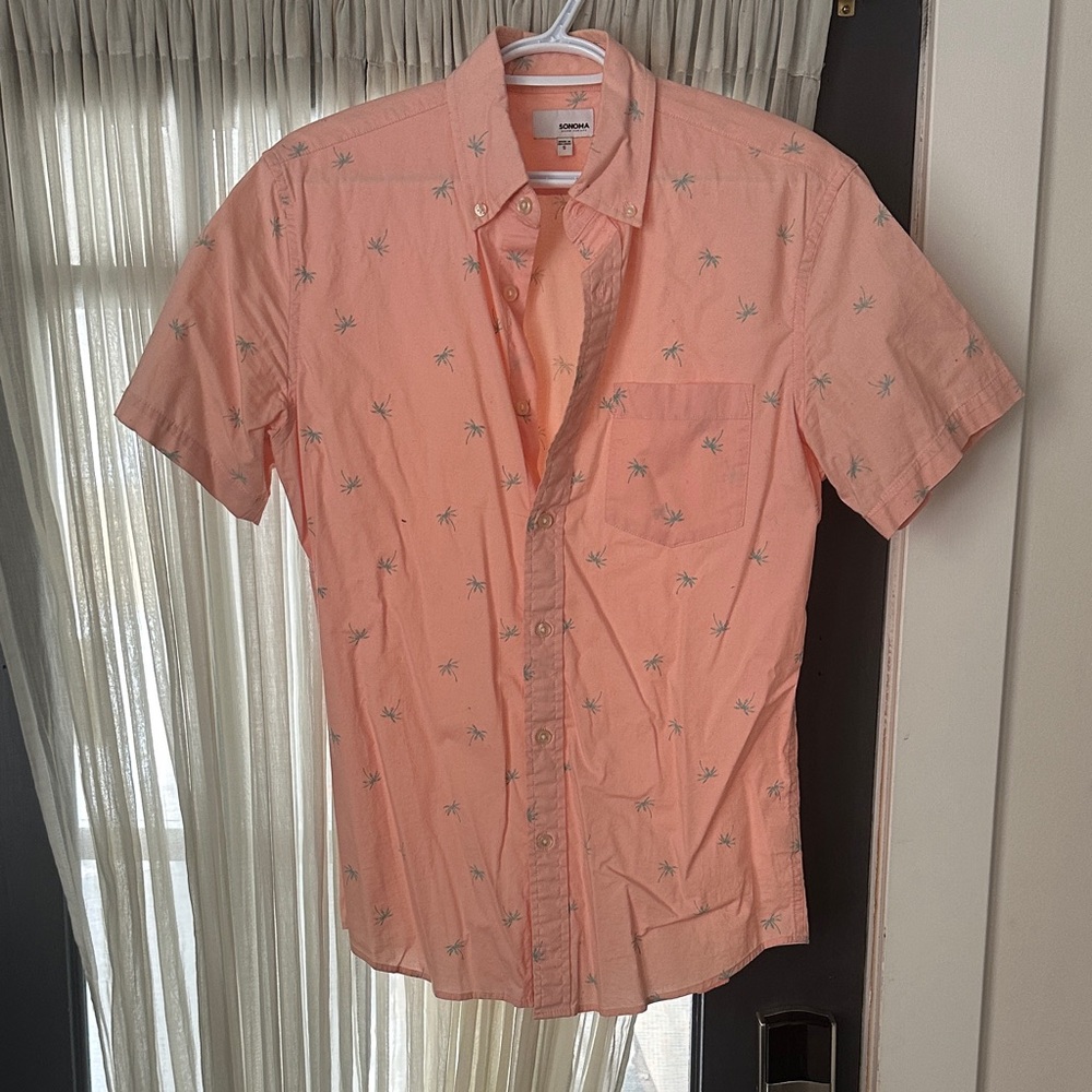 Hollister Peach Palm Print Shirt